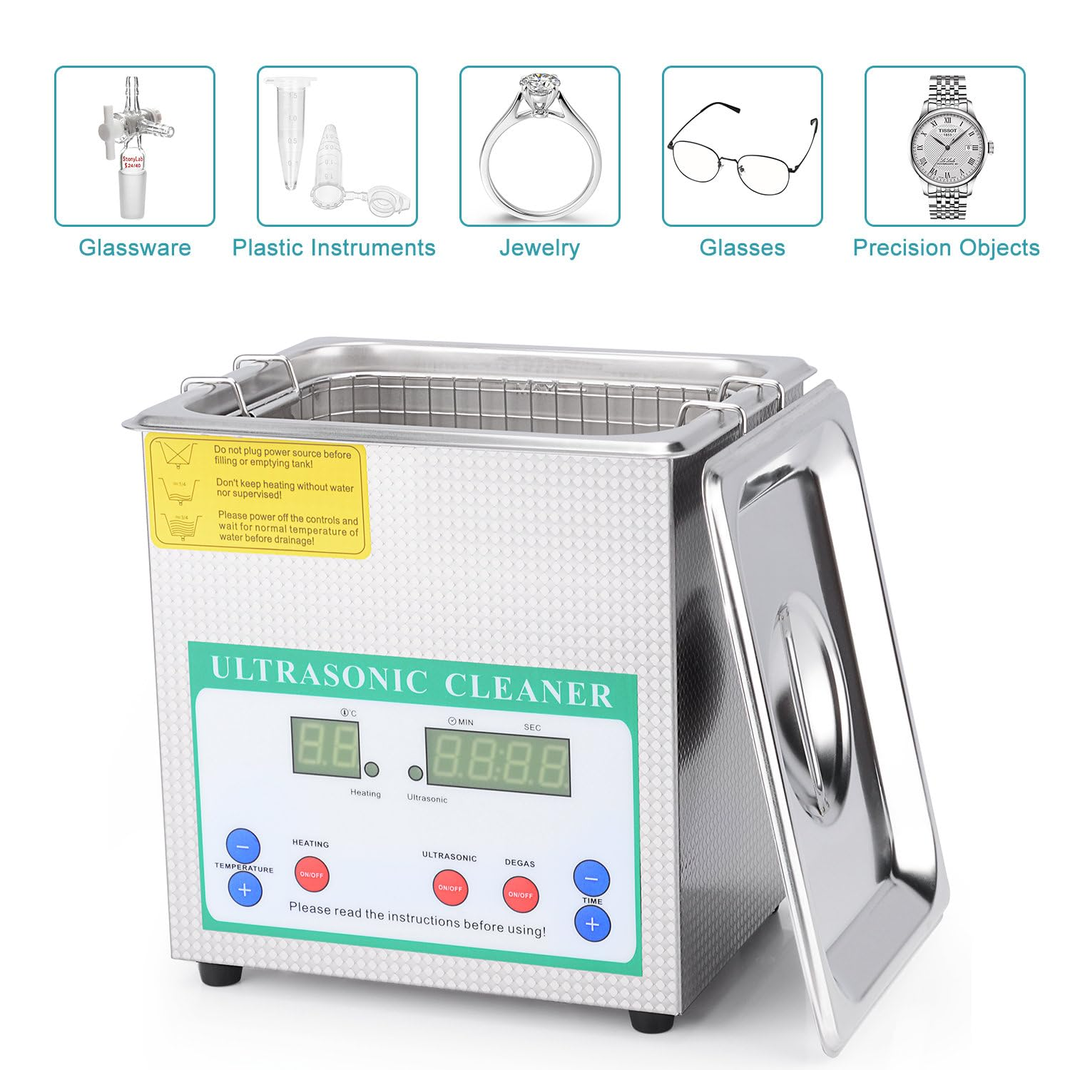 Limpiador ultrasónico StonyLab de 2 L con calefacción y temporizador digital (110 V) - Imagen 5