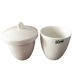 Crisol de porcelana con tapa para procesos de calcinación (50 mL)
