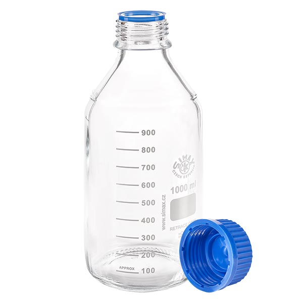 Frasco para almacenamiento de reactivos con rosca azul GL45 de 1000 mL - Imagen 2