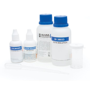Kit completo de reactivos para análisis de dureza total en agua por titulación